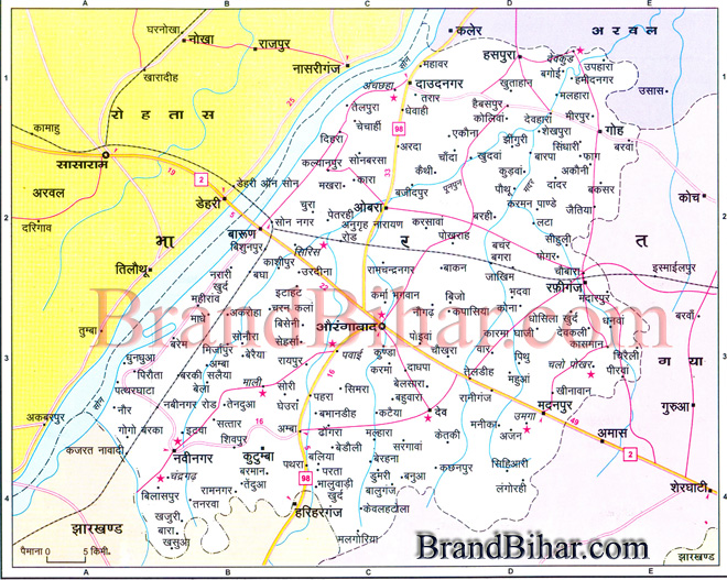 Population density of Aurangabad district 607 Per Sq km